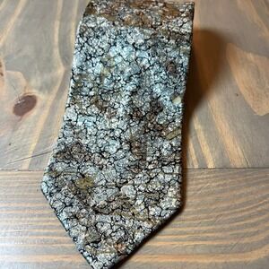 Frog Mens Necktie 100% Silk Abstract Marbled Blue Gold OS